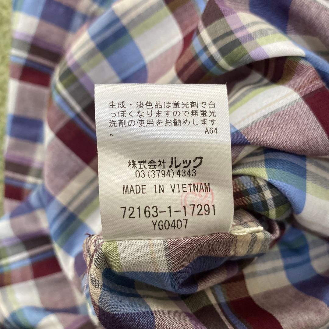 美品 SCAPA スキャパ コットン リネン チェック シャツ ワンピース 40