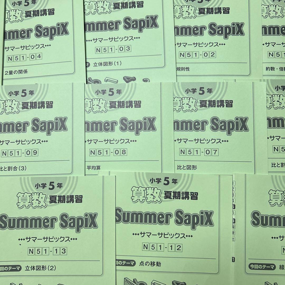 ㉑-14m サピックス　SAPIX 5年　算数　夏期講習　サマーサピックス　美品