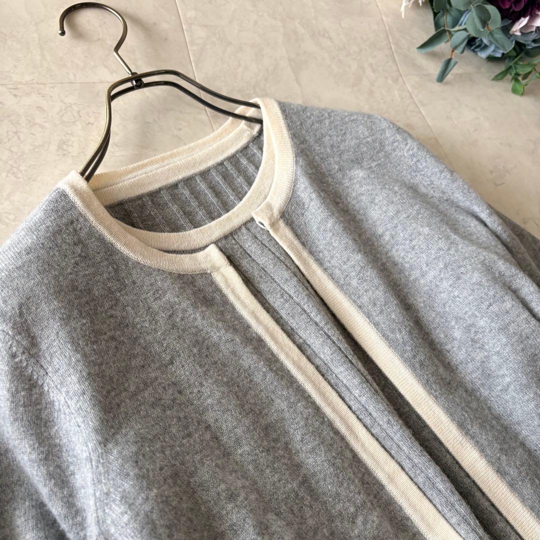 NO.5-189lelianアンサンブル　カシミヤ100カーディガン　グレー9号