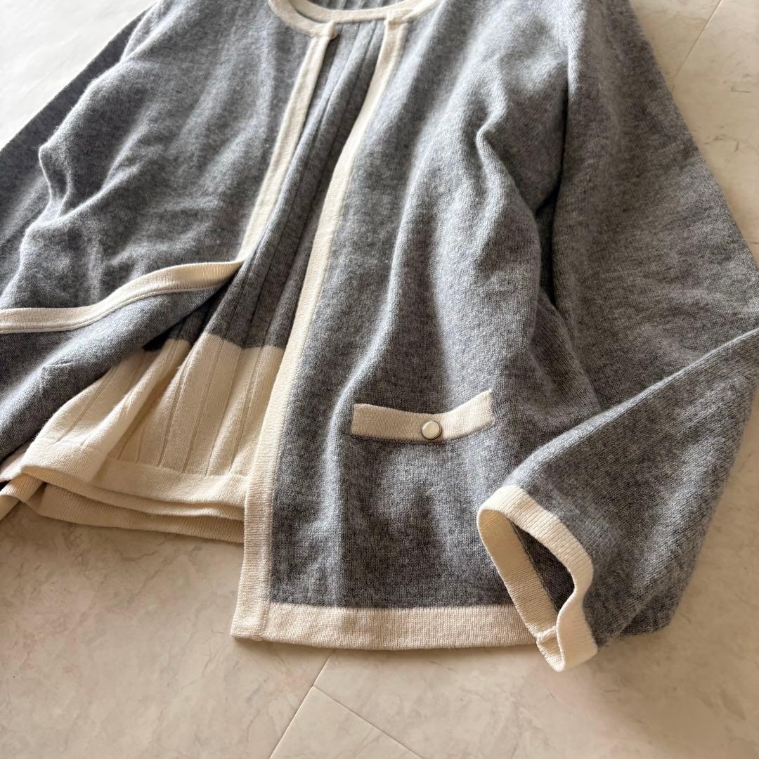 NO.5-189lelianアンサンブル　カシミヤ100カーディガン　グレー9号