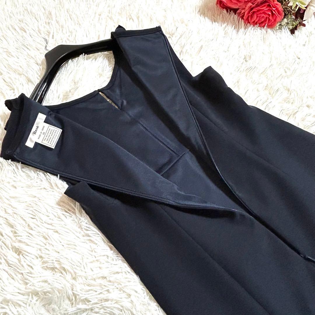 美品✨ルネ フリル装飾 春夏に◎ウォッシャブル ノースリーブ ロングワンピース