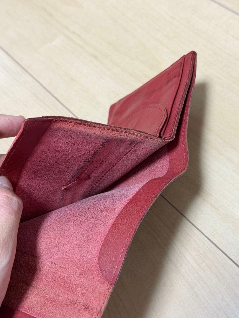 レザー 赤 イタリア 二つ折り財布 イルビゾンテ 本革 レッド ウォレット