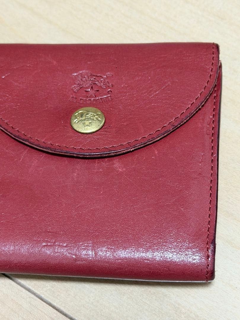 レザー 赤 イタリア 二つ折り財布 イルビゾンテ 本革 レッド ウォレット