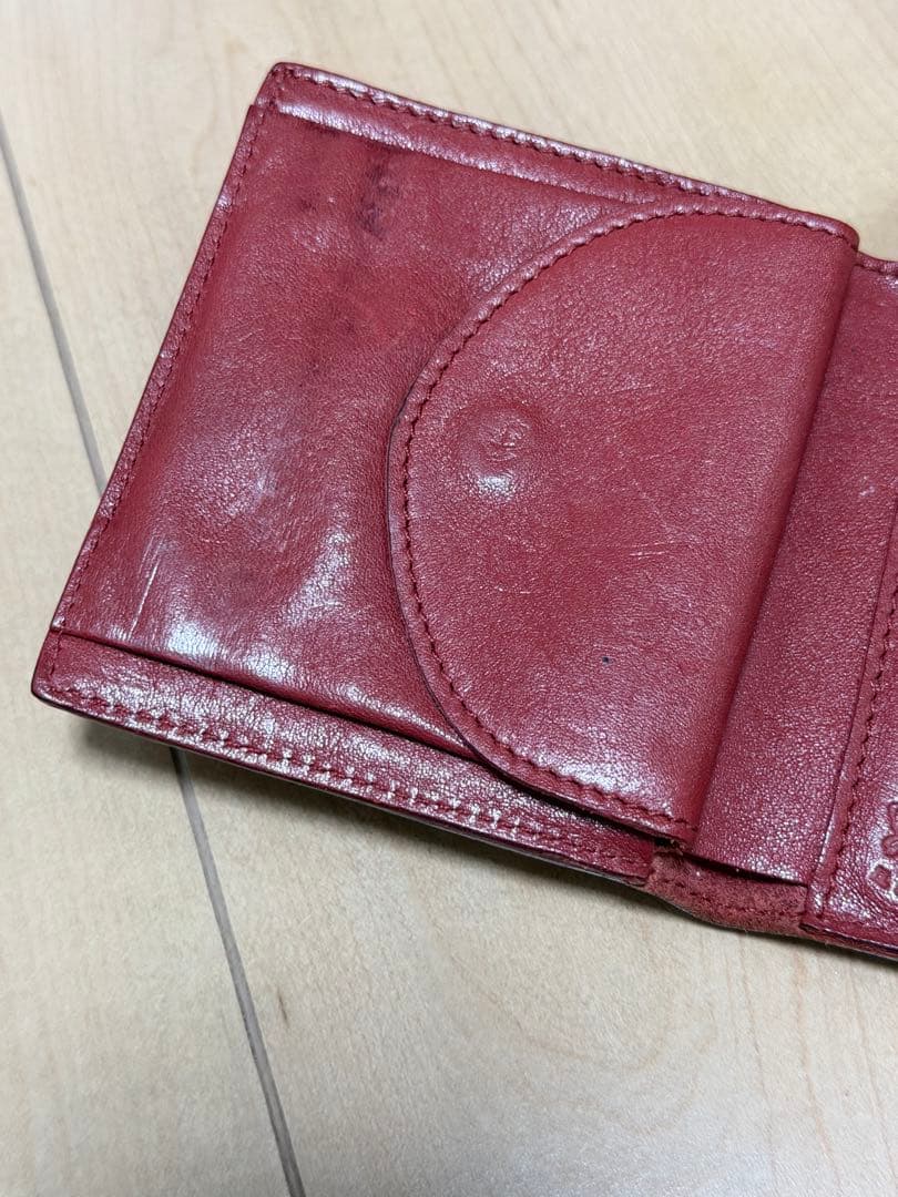 レザー 赤 イタリア 二つ折り財布 イルビゾンテ 本革 レッド ウォレット
