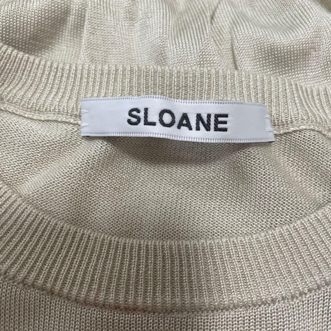 【極美品】SLOANE スローン 18G シルク天竺 クルーネック ベージュ