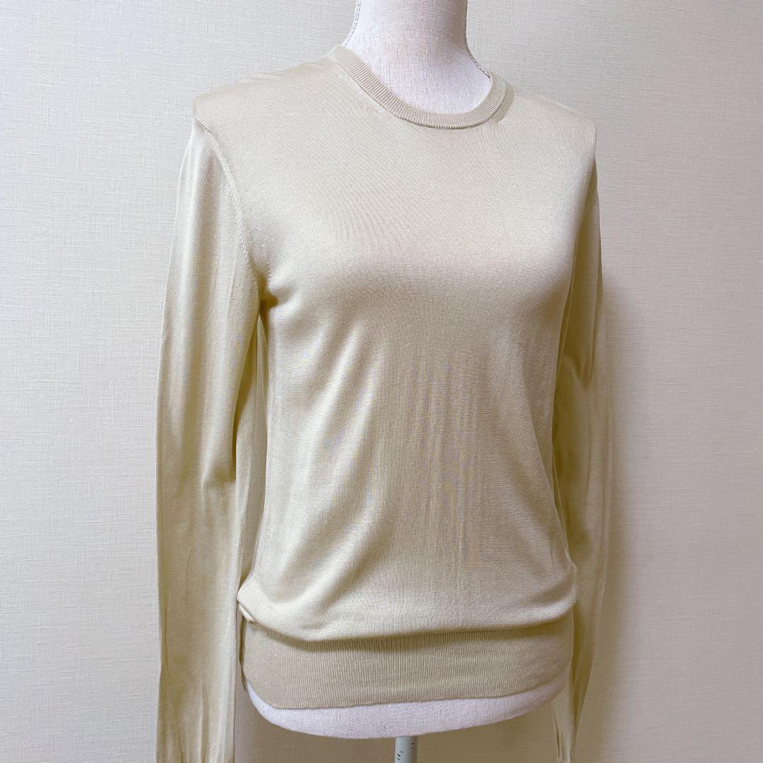 【極美品】SLOANE スローン 18G シルク天竺 クルーネック ベージュ
