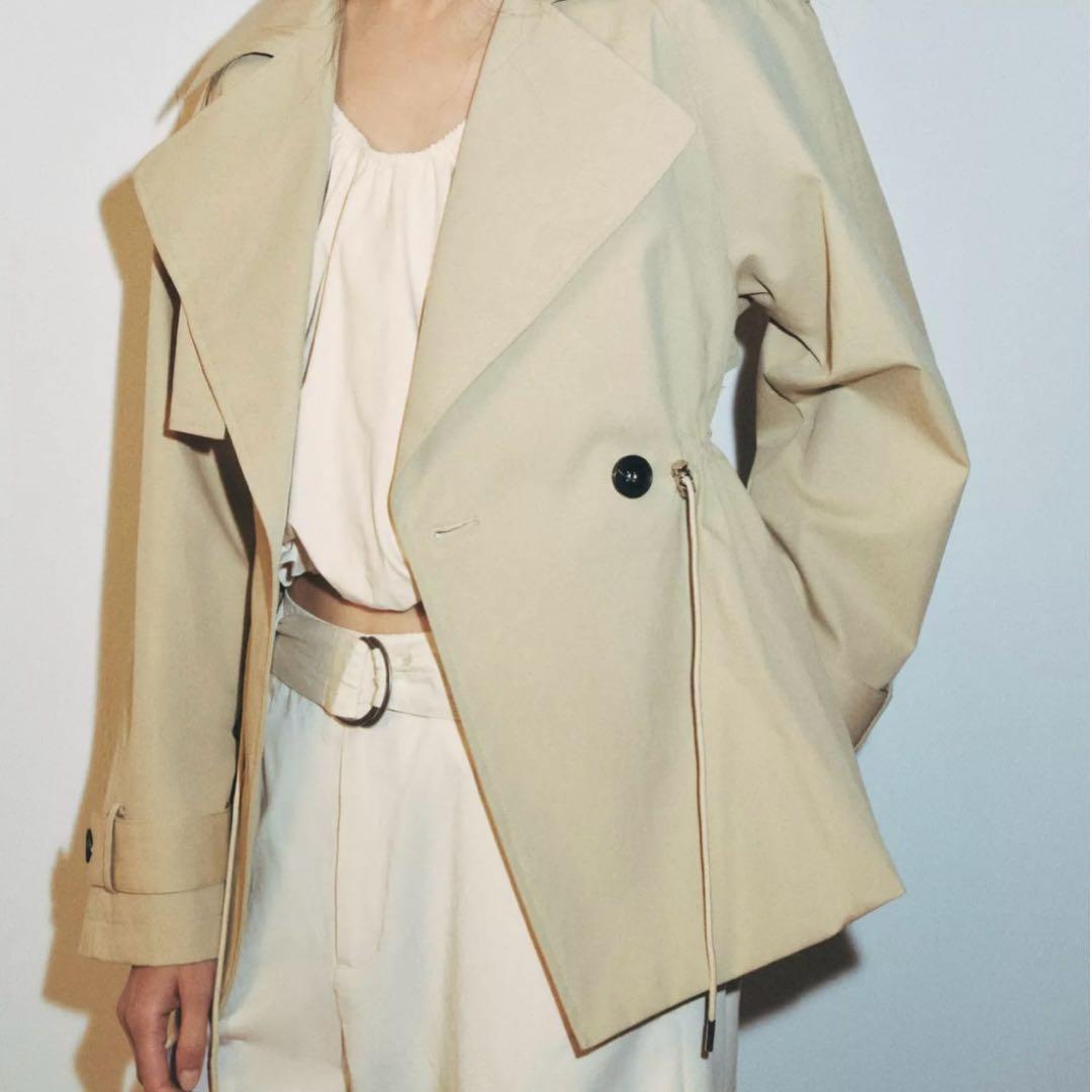 ZARA 調節可能なウエスト ショートトレンチコート S