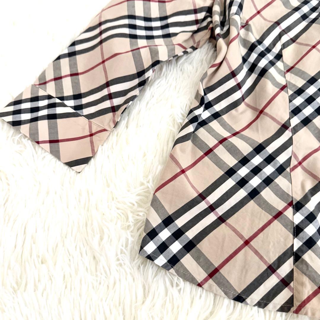 BURBERRY バーバリー ノバチェック ホースロゴ刺繍 七分袖シャツ
