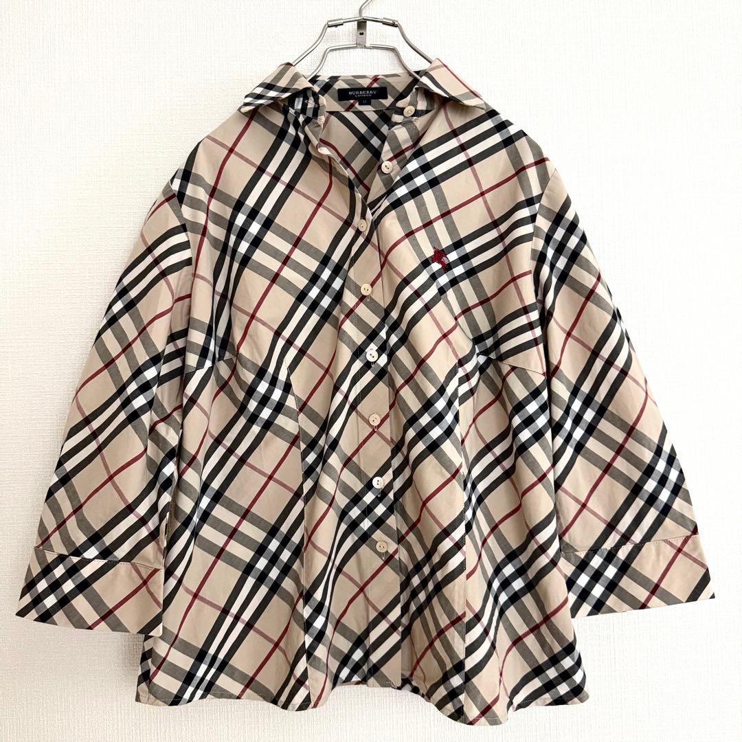 BURBERRY バーバリー ノバチェック ホースロゴ刺繍 七分袖シャツ