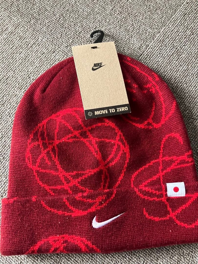【2個】NIKE ナイキ ニット帽 ビーニー 日本国旗タグ 赤　SB グレー