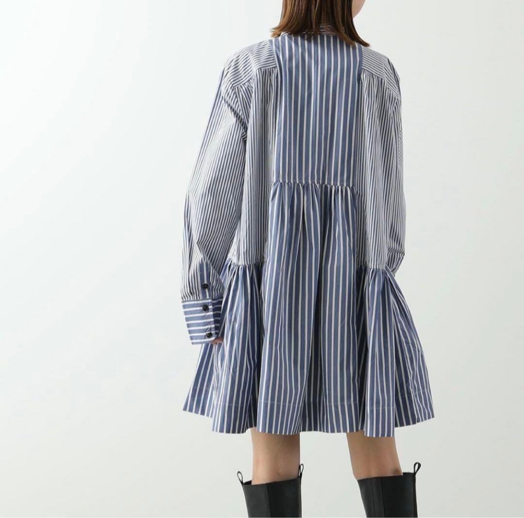 GANNI ガニー　ストライプ シャツ　ワンピースドレス