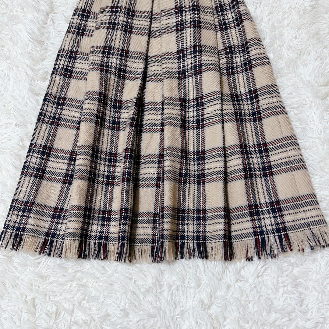 美品✨雑誌掲載モデル エムズグレイシー フリンジ ロングスカート チェック柄