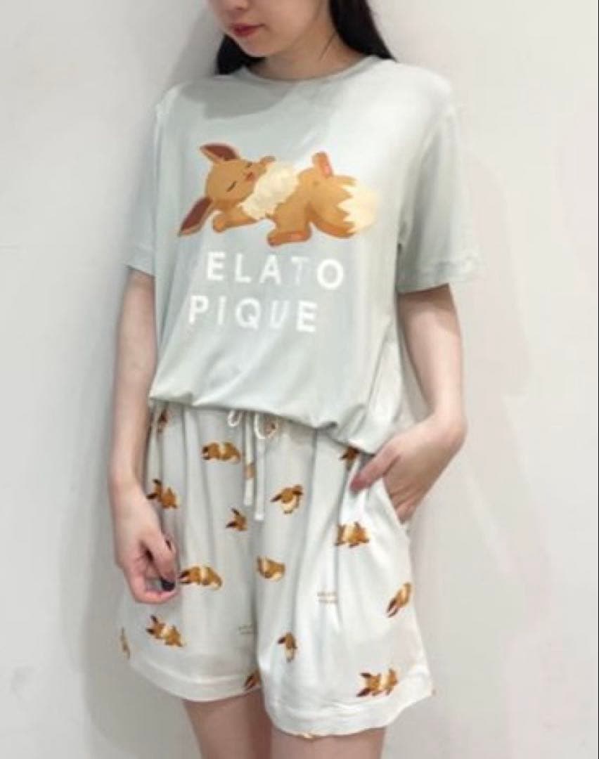 ポケモンスリープ　接触冷感プリントTシャツ＆ショートパンツセット　イーブイ