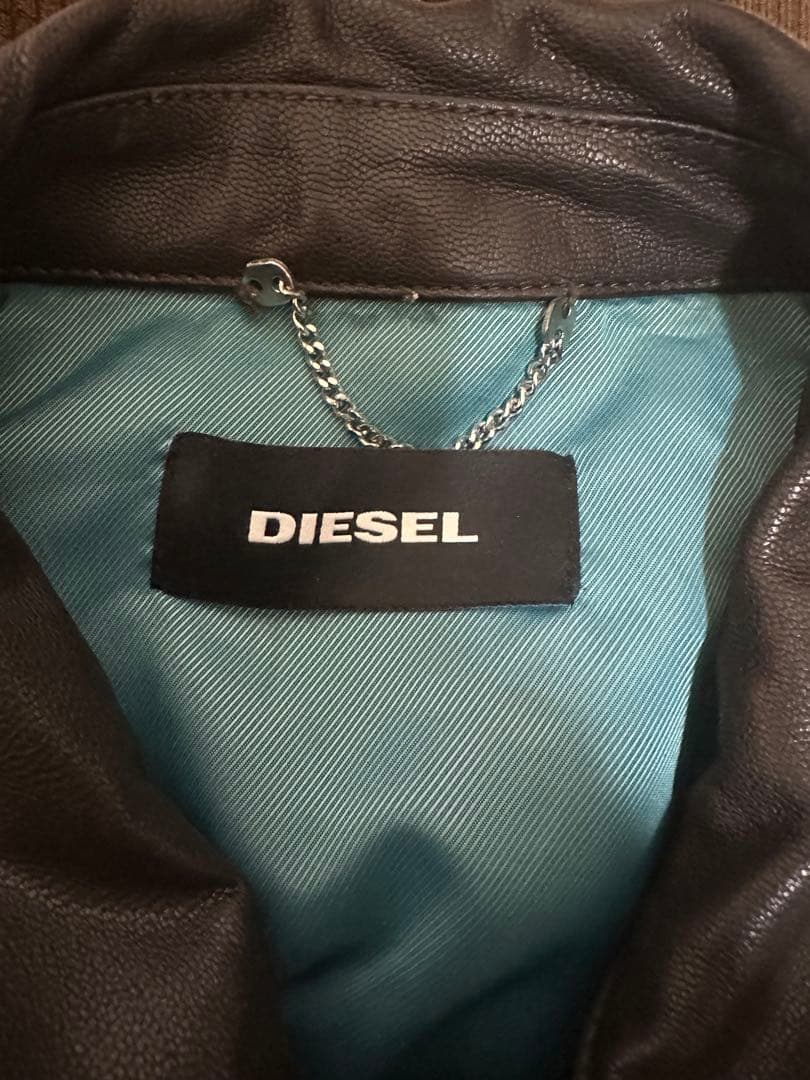 DIESEL スタジャン　ベロア　ブルゾン レザー 切替　刺繍 黒　M
