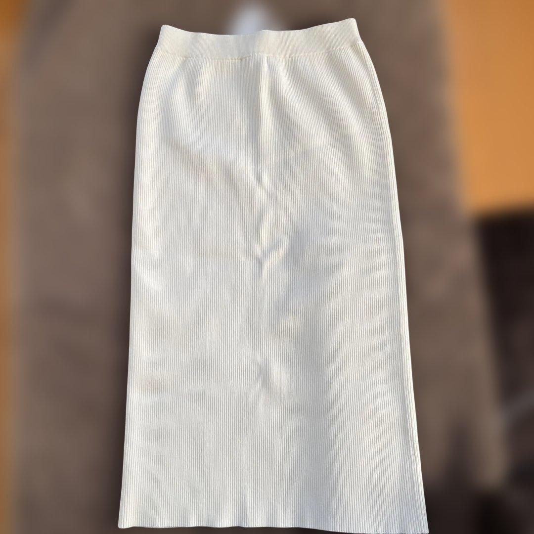 DEUXIEME CLASSE ニットロングホワイト リブスカート　新品タグ付