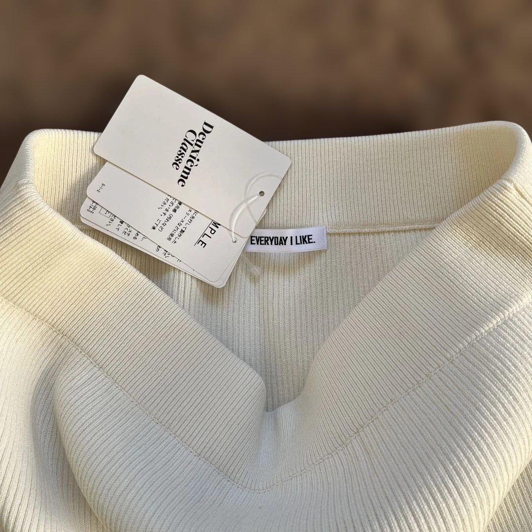 DEUXIEME CLASSE ニットロングホワイト リブスカート　新品タグ付
