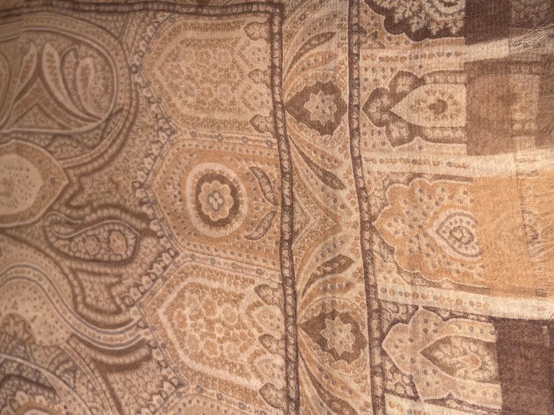 【新品未使用】ETRO ペイズリー柄 ストール ブラウン系 シルク100%