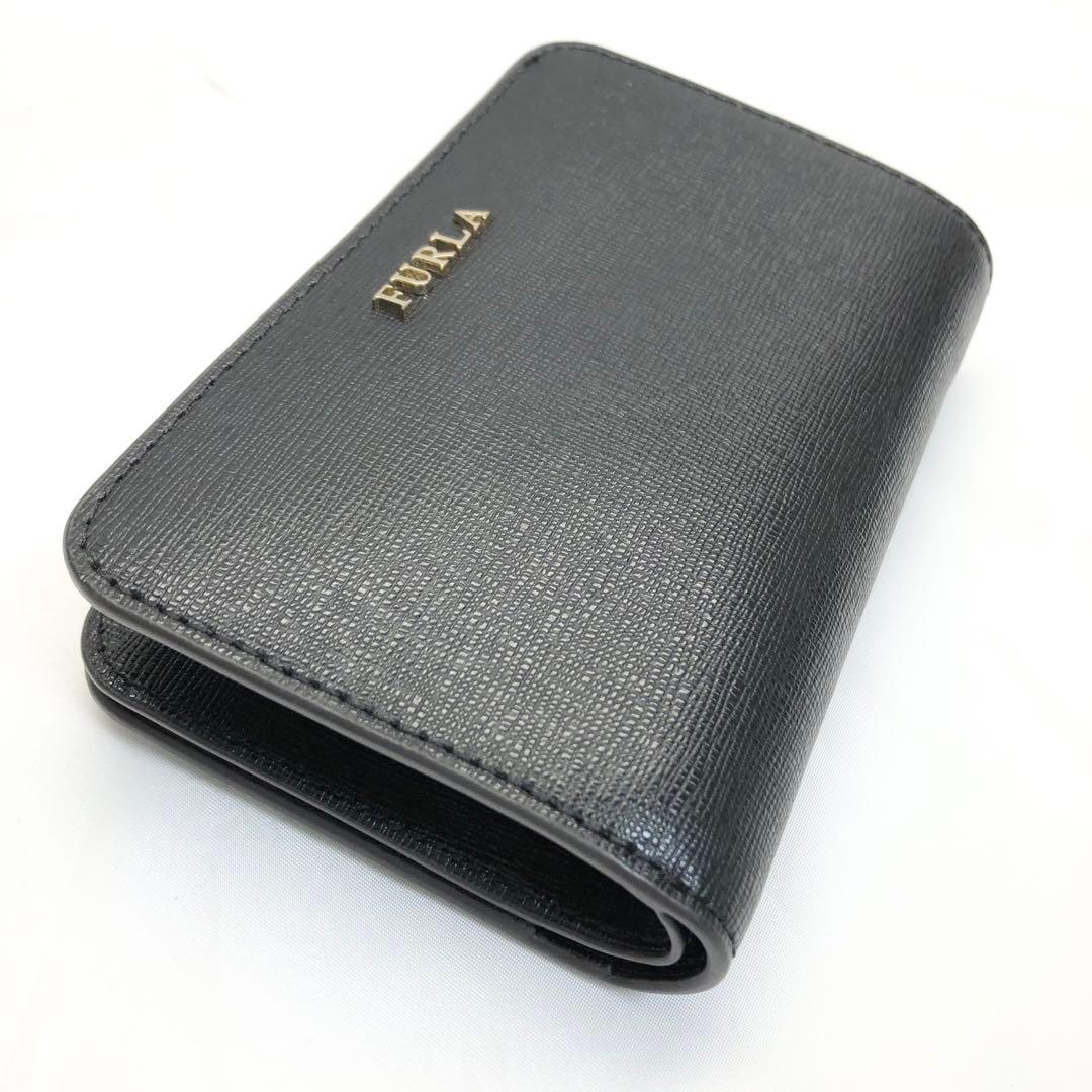 未使用✨極美品　FURLA フルラ　二つ折り財布 ブラック　ゴールド　箱付き