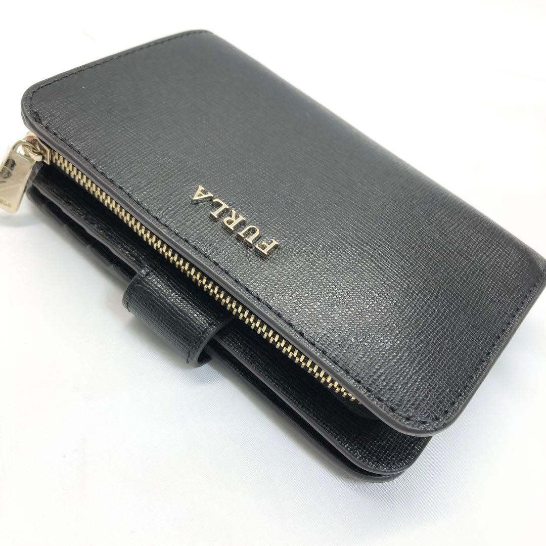 未使用✨極美品　FURLA フルラ　二つ折り財布 ブラック　ゴールド　箱付き
