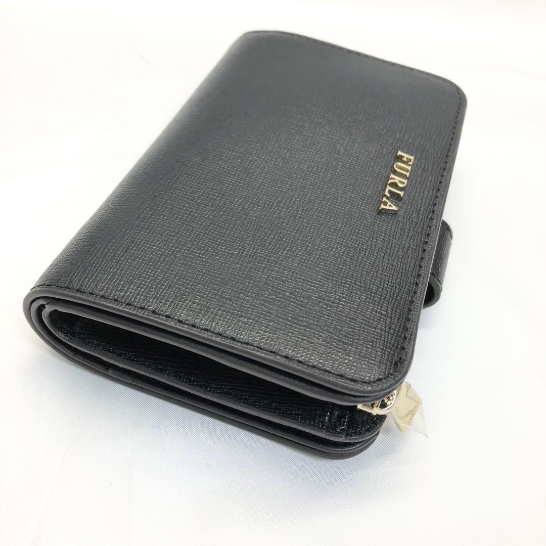 未使用✨極美品　FURLA フルラ　二つ折り財布 ブラック　ゴールド　箱付き