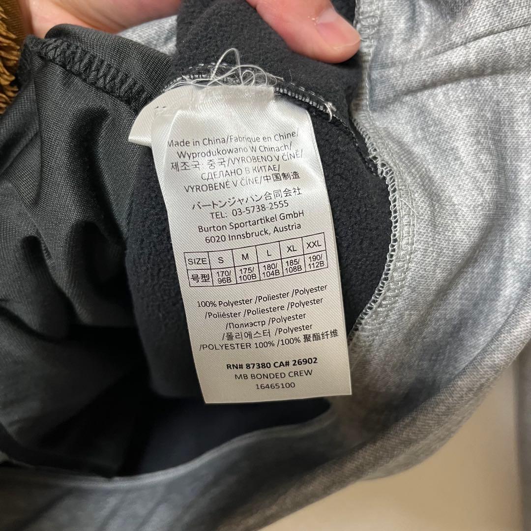 【美品】BURTON バートン　撥水トレーナー　スノーボード ウェア　グレー　M