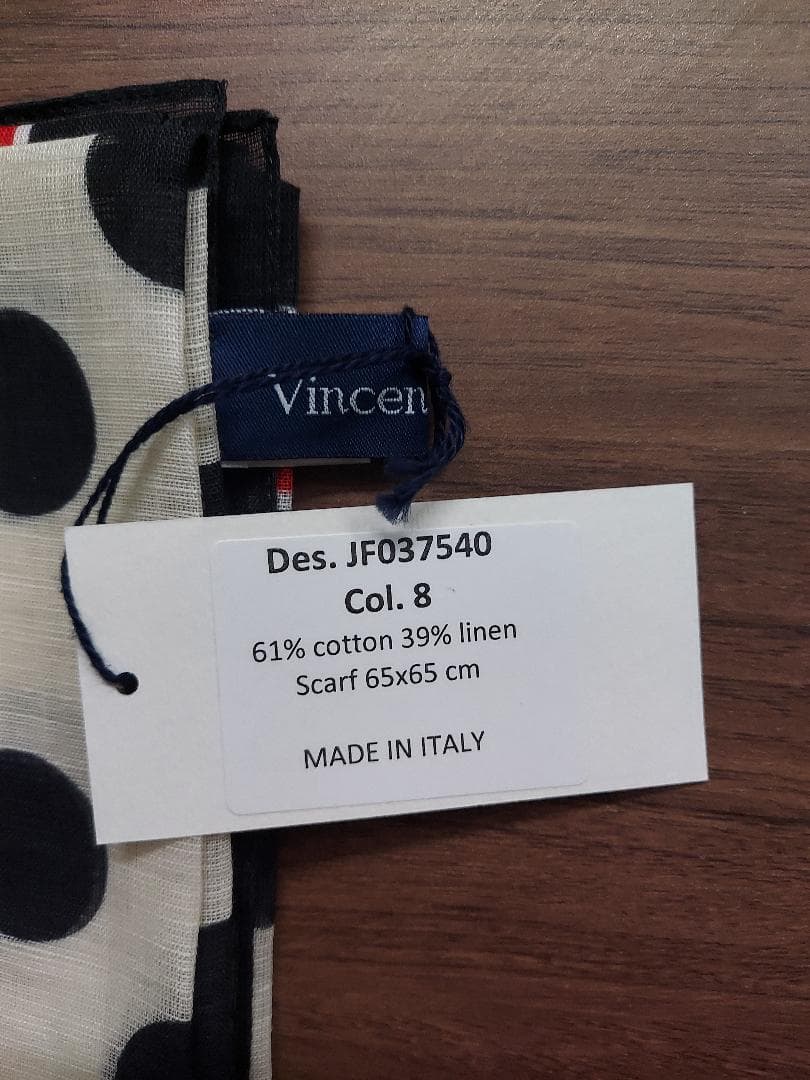 【未使用新品】Vincenzo Miozza ドット リネン×コットン スカーフ