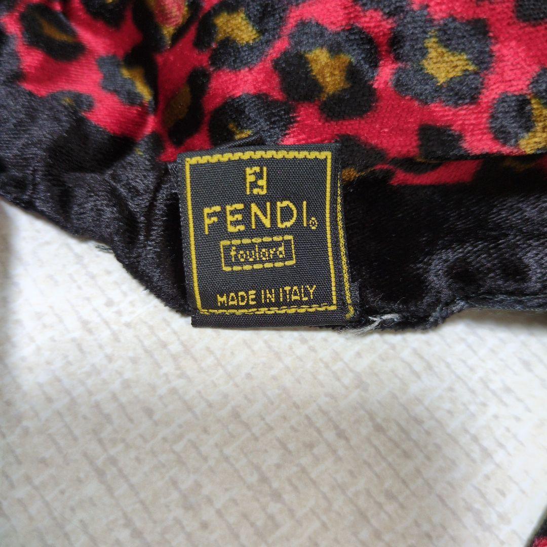 ☆美品☆ FENDI レオパード柄 マフラー ストール 赤 黒 金
