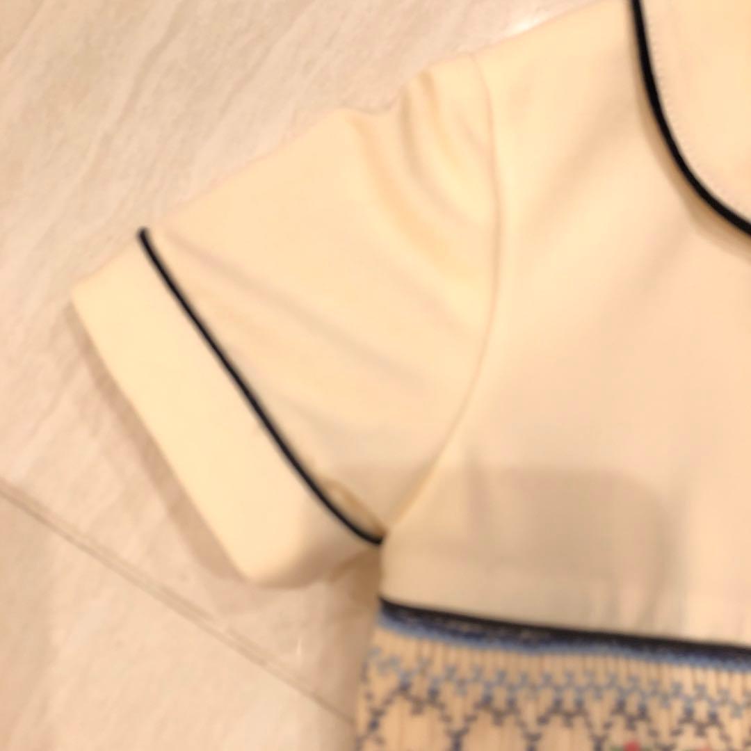 限定セール！マムエモア　スモッキングワンピース　ネイビー　お刺繍