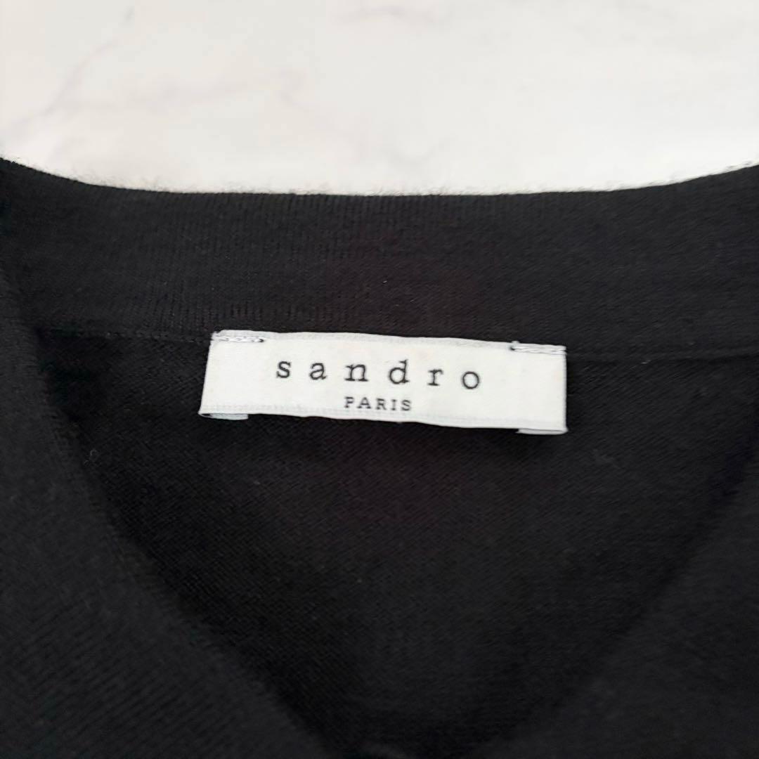Sandro Paris サンドロ ビジュー襟 ニットカーディガン ブラック