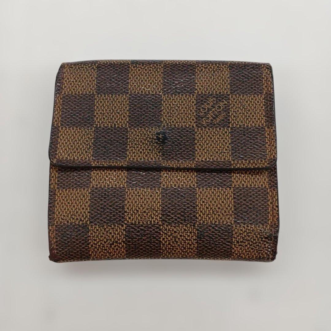 Louis Vuitton ダミエ ブラウンレザー三つ折り財布