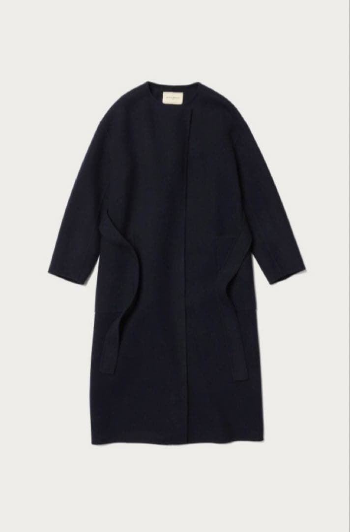 UNITED ARROWS UGCB ダブルフェイス ノーカラーコート 紺　38