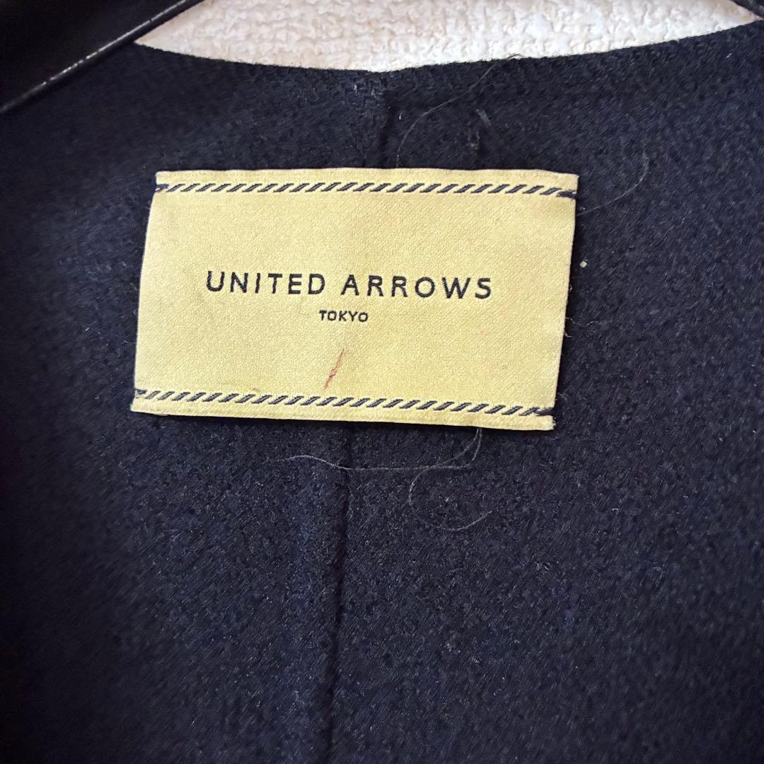 UNITED ARROWS UGCB ダブルフェイス ノーカラーコート 紺　38