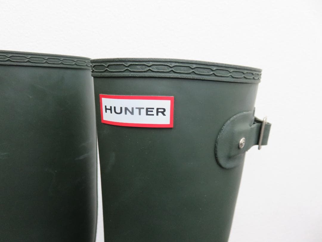 HUNTER ハンター レインブーツ グリーン 長靴 バックル付き UK6