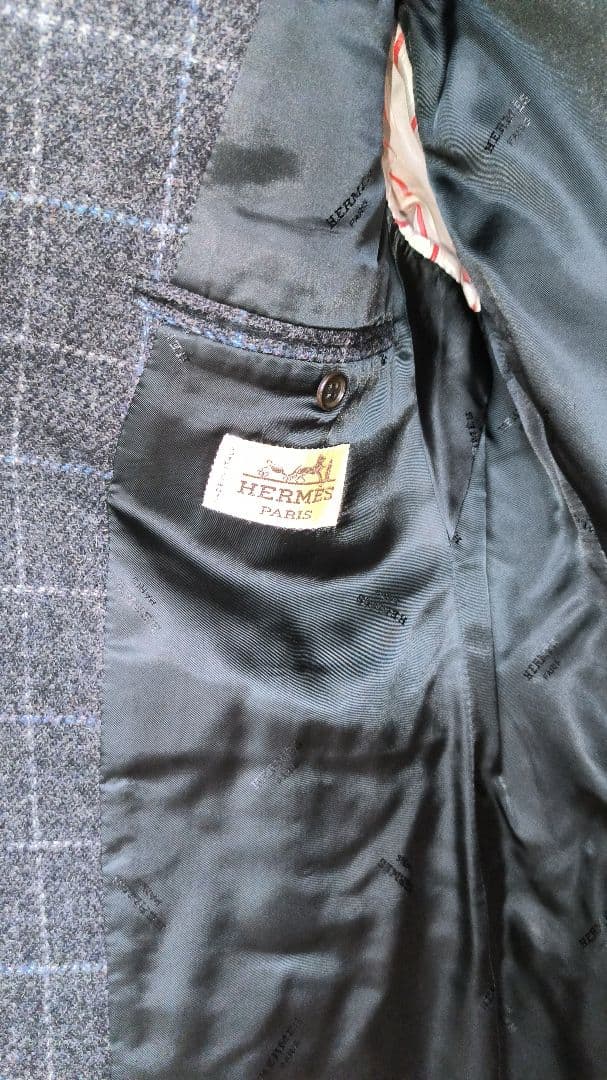 シーズンオフなので値下げします　HERMES チェック柄テーラードジャケット