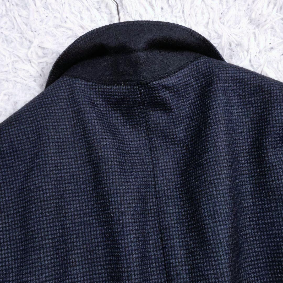 【美品】BEAMS F　アンコンジャケット　ウールカシミヤ　千鳥格子　濃紺