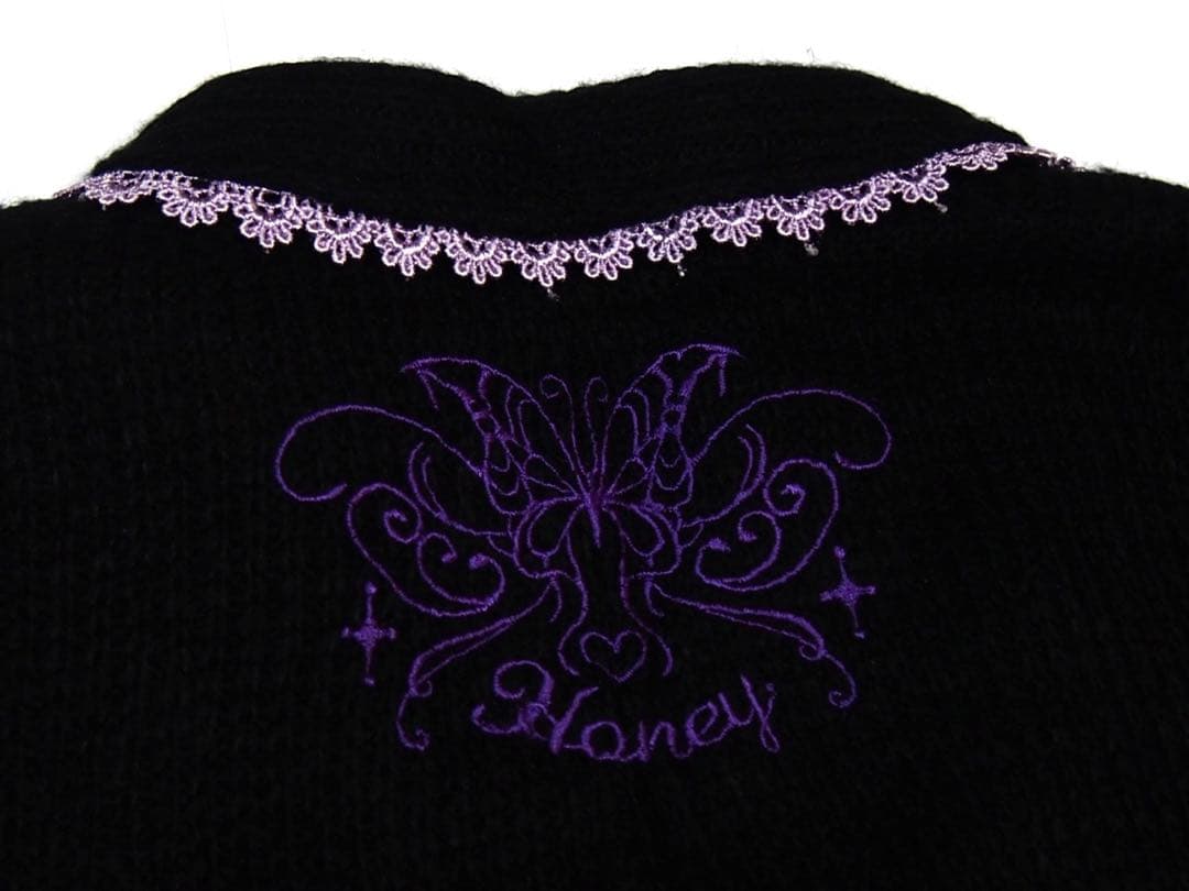 h.NAOTO HONEY 蝶柄刺繍　ニットボレロカーディガン