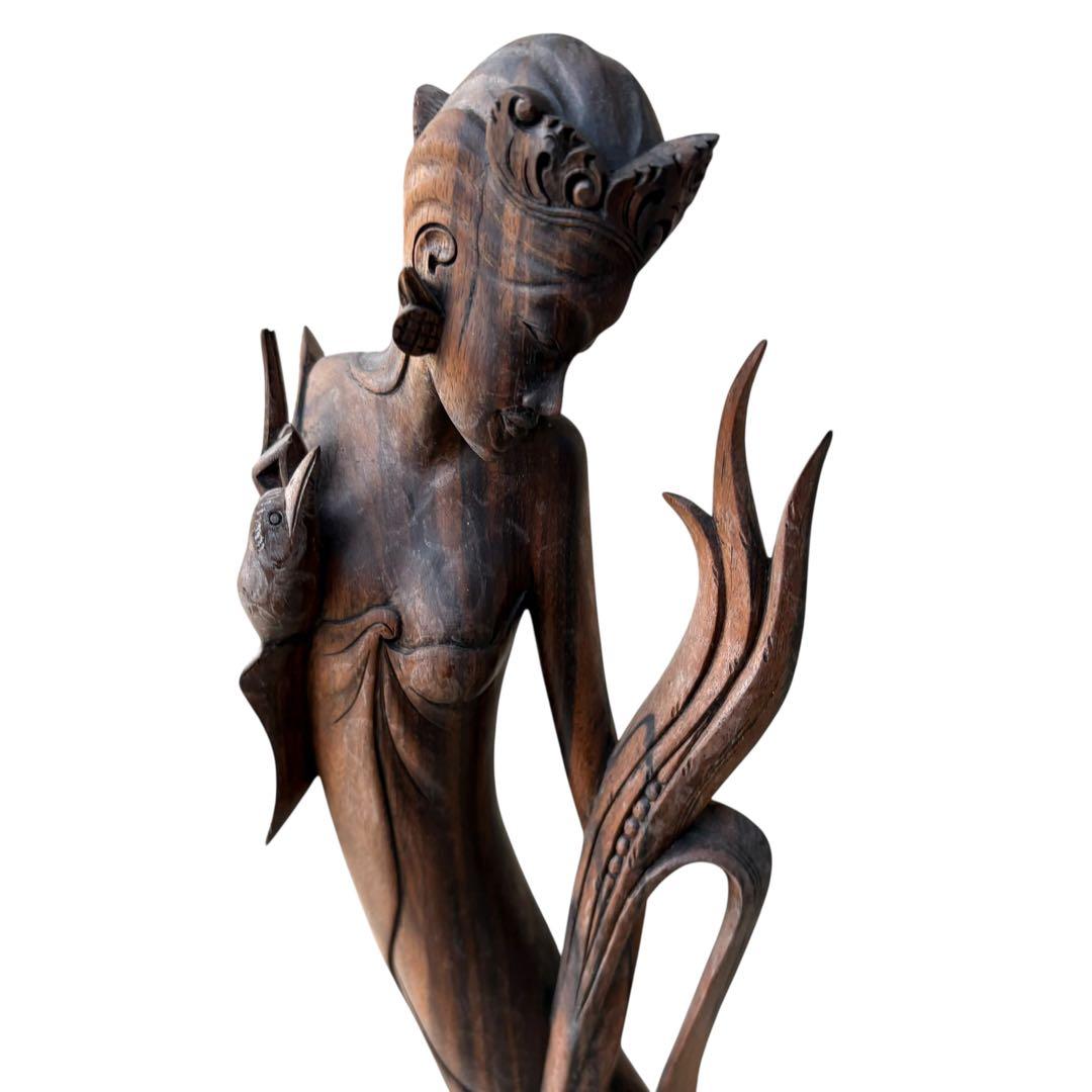 バリ島 木彫り オブジェ 置物 彫刻 民族工芸 ハンドメイド 高さ約30cm