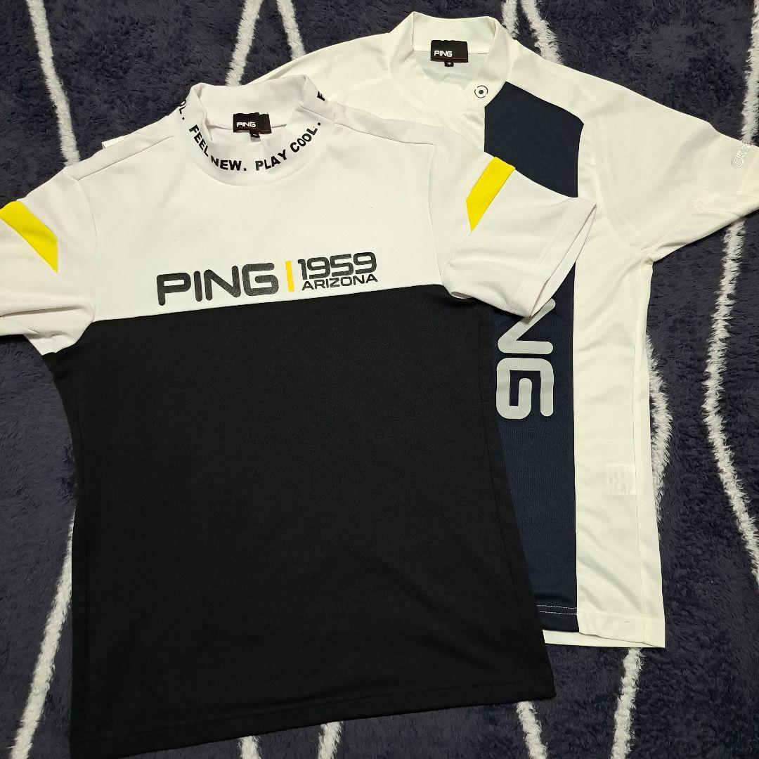 PING 半袖シャツ ホワイト/ブラック　三枚セットお買い得
