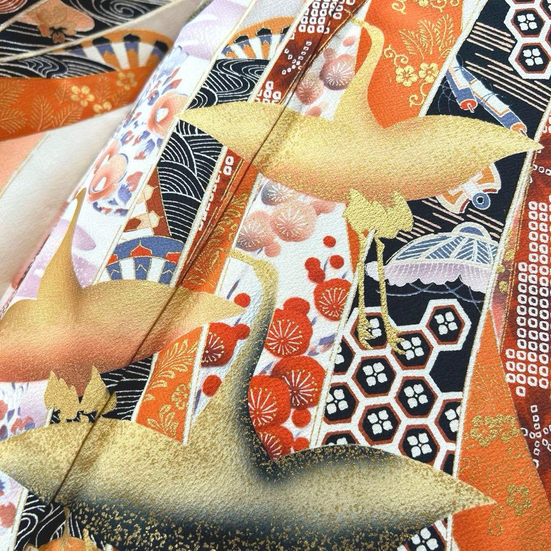412 振袖フルセット 正絹 クリーム 橙 きものやまと 金彩 暈し染め