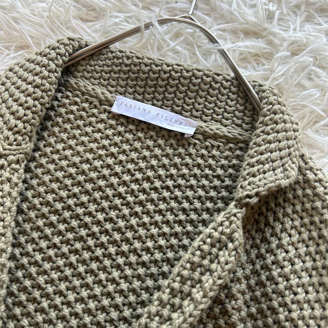 美品　極上イタリア製FABIANA FILIPPI 高級ニットジャケット カーキ