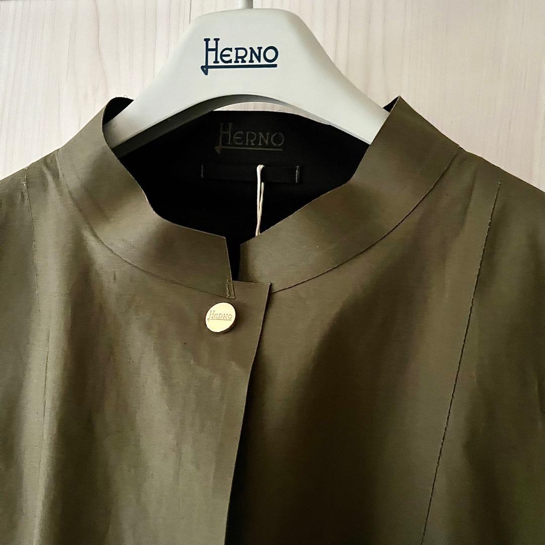 HERNO ヘルノ リバーシブルコート40 カーキ×黒 未使用タグ付