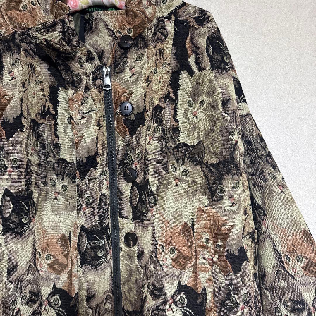 melange メラーンジュ　猫柄　ゴブラン　オーバーサイズ　ロングコート