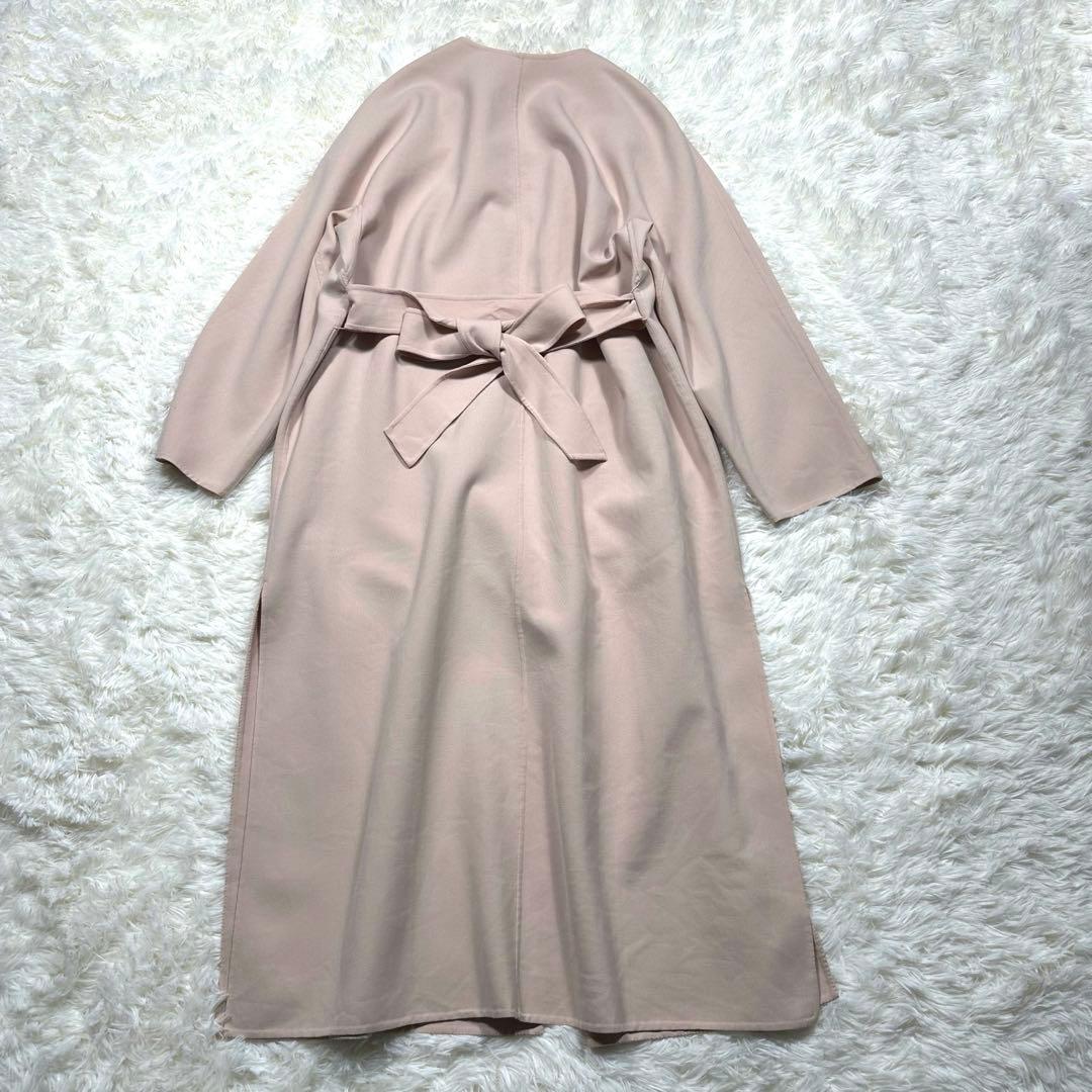 美品 アナイ ANAYI カラーリバーノーカラーコート ピンクベージュ　34