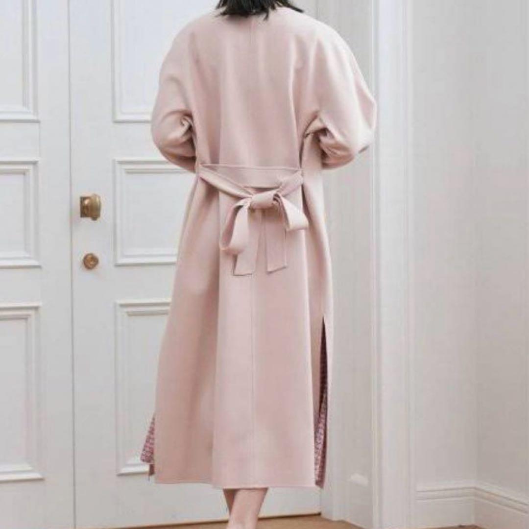 美品 アナイ ANAYI カラーリバーノーカラーコート ピンクベージュ　34