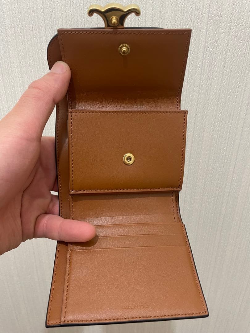 『美品』セリーヌ　トリオンフ　三つ折り財布 ブラウン　ゴールド金具