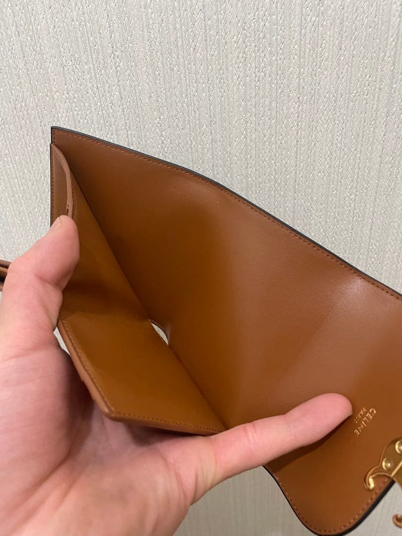 『美品』セリーヌ　トリオンフ　三つ折り財布 ブラウン　ゴールド金具