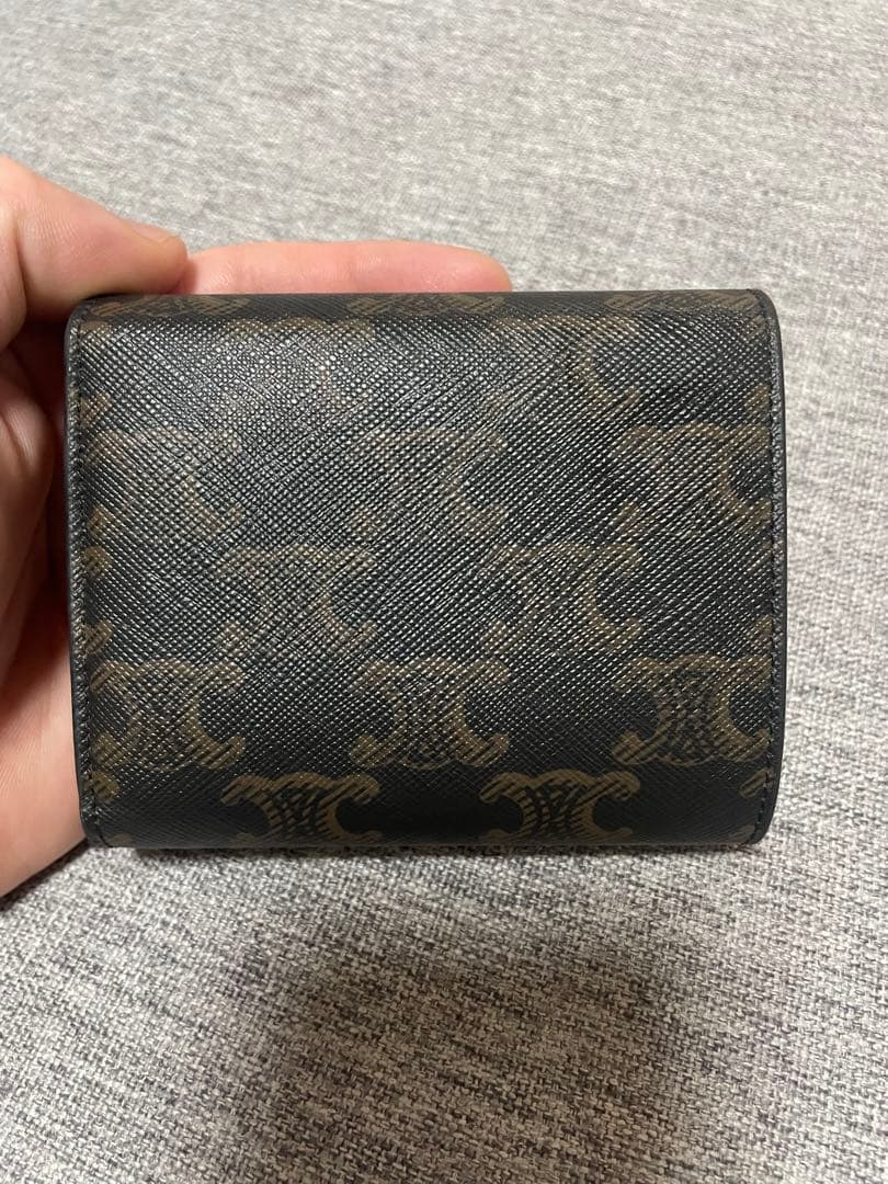『美品』セリーヌ　トリオンフ　三つ折り財布 ブラウン　ゴールド金具