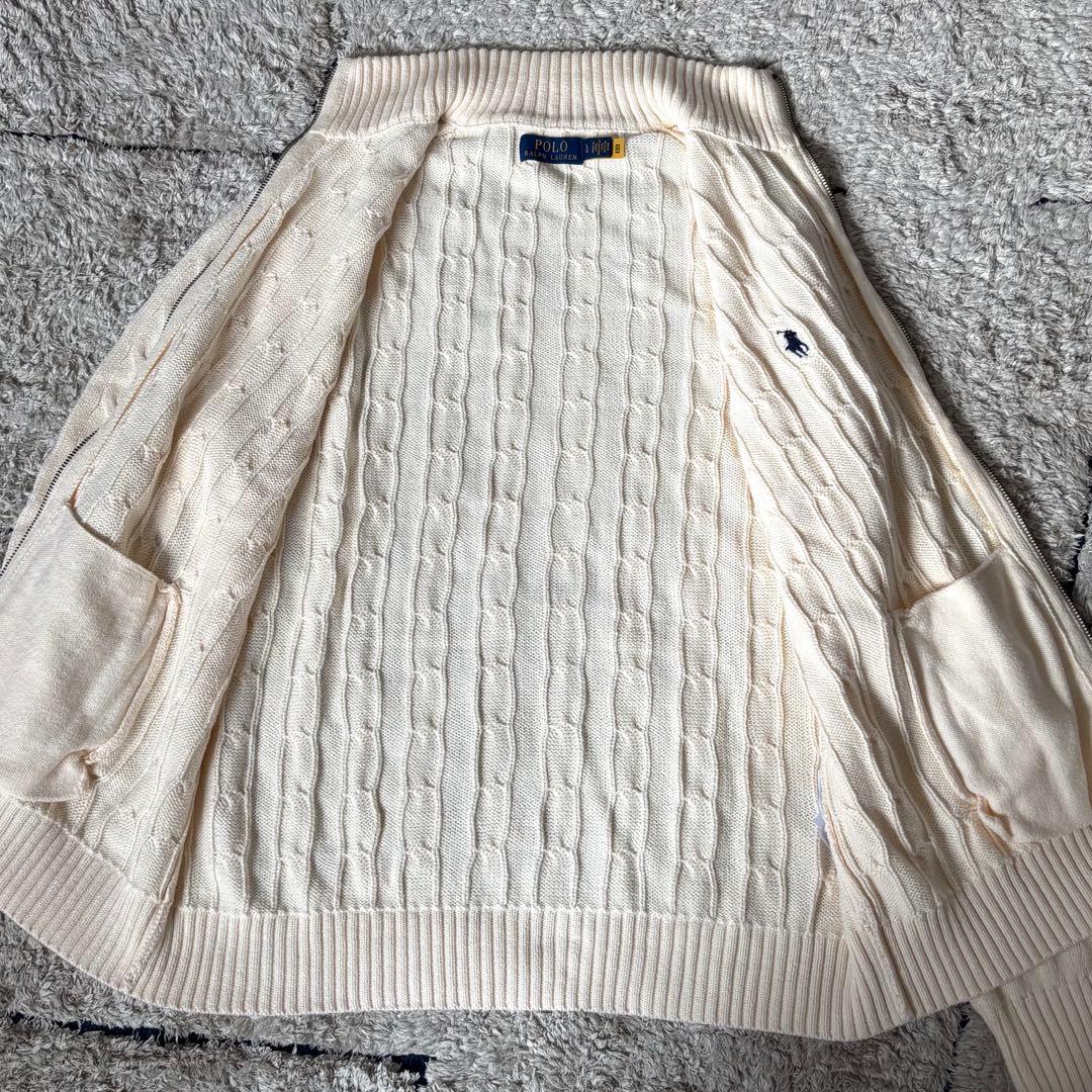 【極美品✨】ポロラルフローレン　完売品！ケーブルニット　フルジップ　ロゴ刺繍　Ｌ