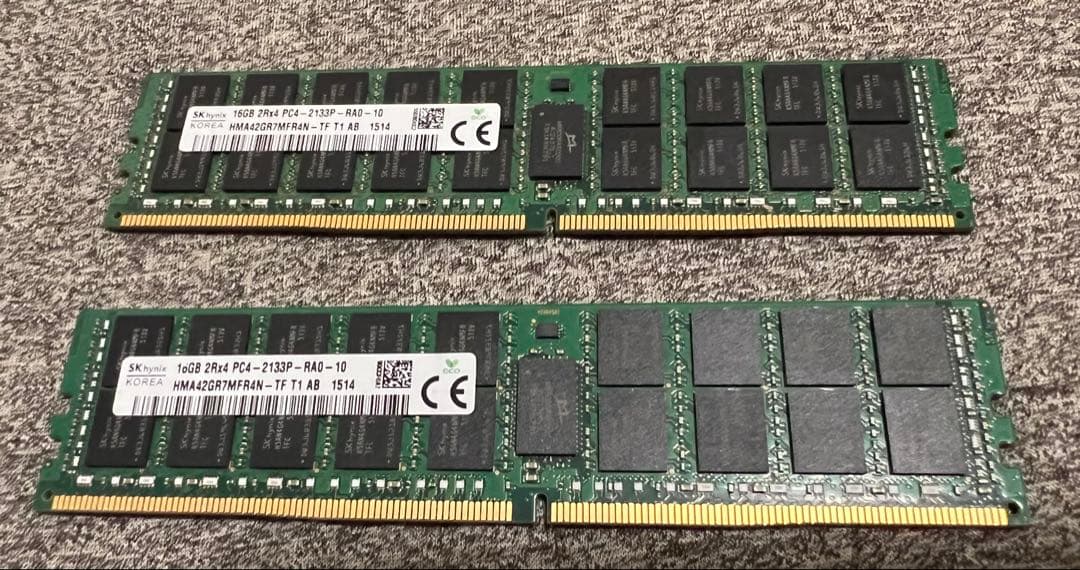 SKhynix 32GB（16GB×2DDR4-2133 ECCサーバー用メモリ
