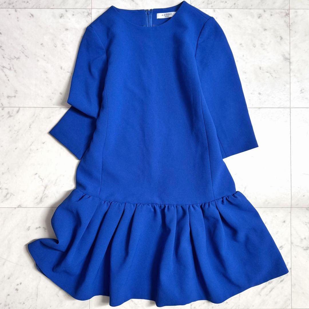 美品♪ アドーア ADORE フレアワンピース チュニック ブルー